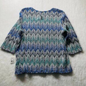 NWT Alfred Dunner Womens Multicolor Aurora Borealis Zigzag Print Knit Top Sz XL